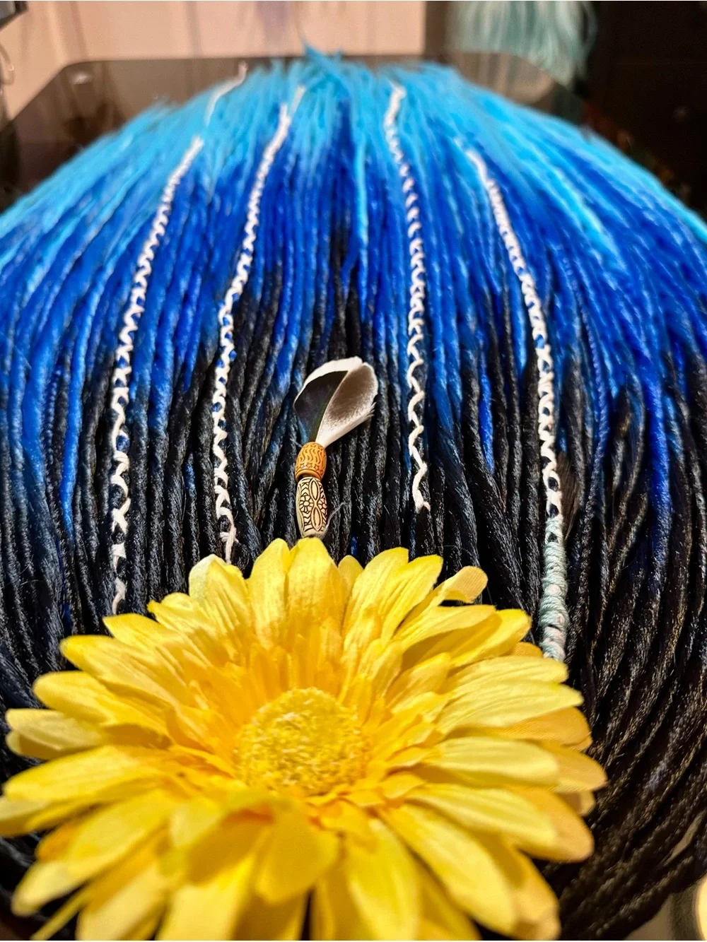 Blue Ombre Synthetic Dreadlock Extensions with Full New 60 DE Dreadlocks
